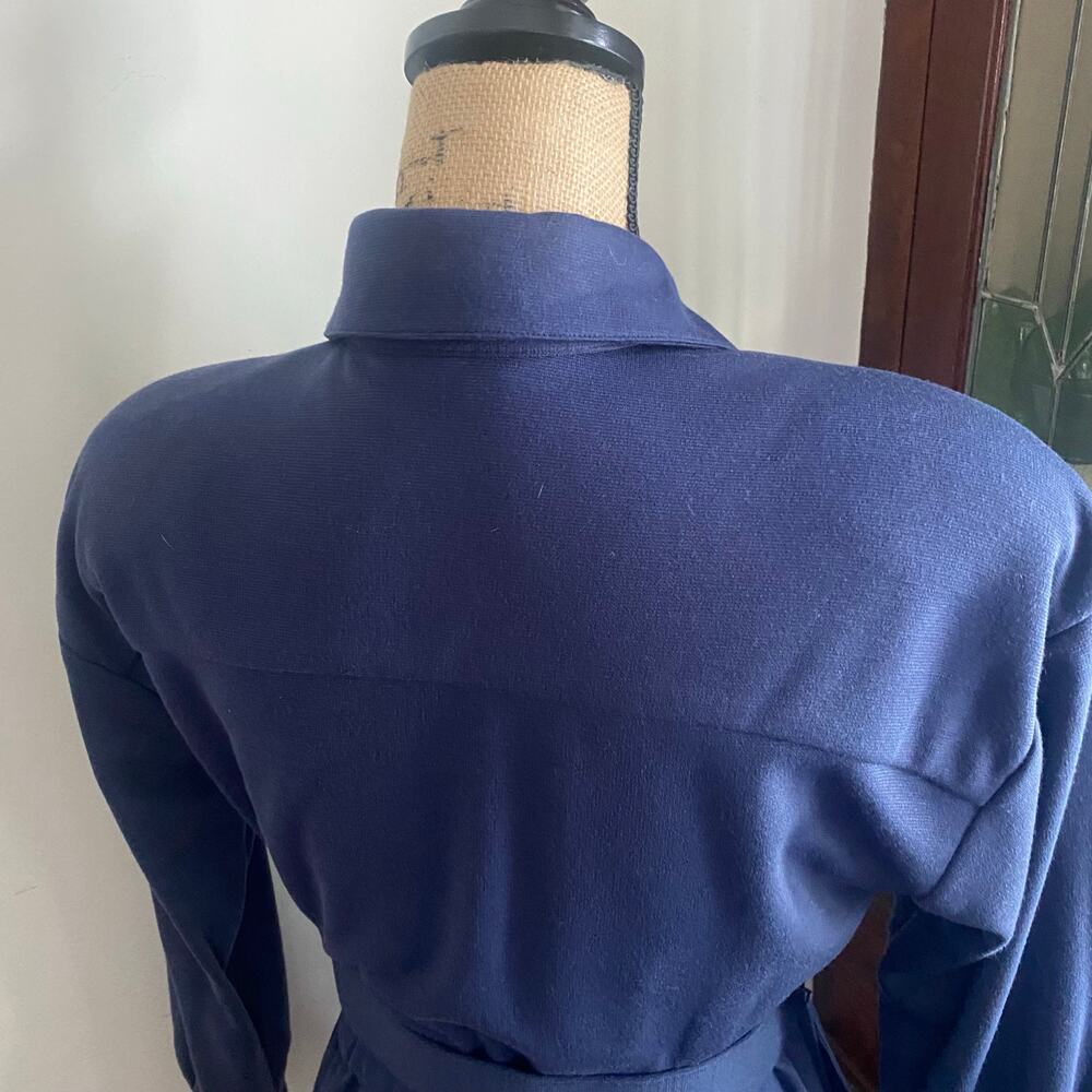 JB Wright LTD Navy Vintage Belted Midi Shirt Dress Size 6 Pockets Statement Work - Picture 14 of 17